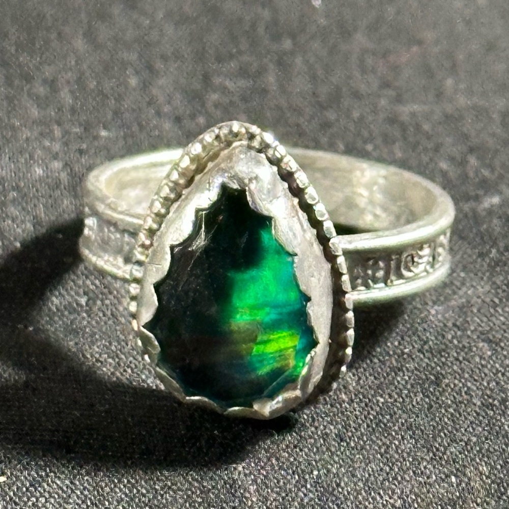 Aurora Opal Sterling Silver Ring - image 4